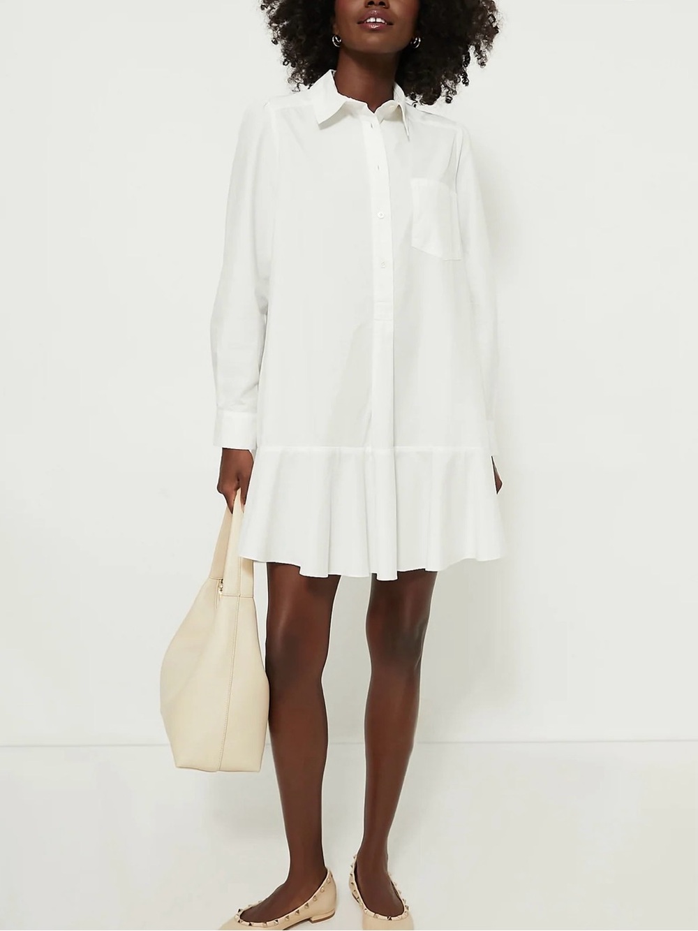 Tuckernuck Callahan Mini Shirt Dress NWT White Poplin Tailored Classic Preppy L
